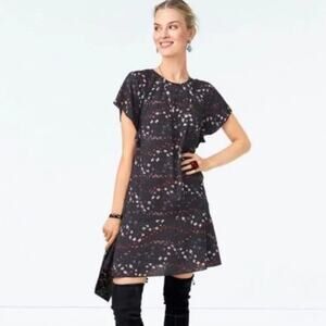 CAbi Muse Blue Red Floral Dress Small Ditsy Flutter Sleeve Preppy Twee Academia